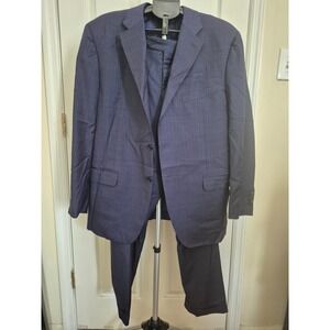 Canali 1934 Men Navy Blue Windowpane Wool 2 Piece Suit Size 38R 56 Made in Italy